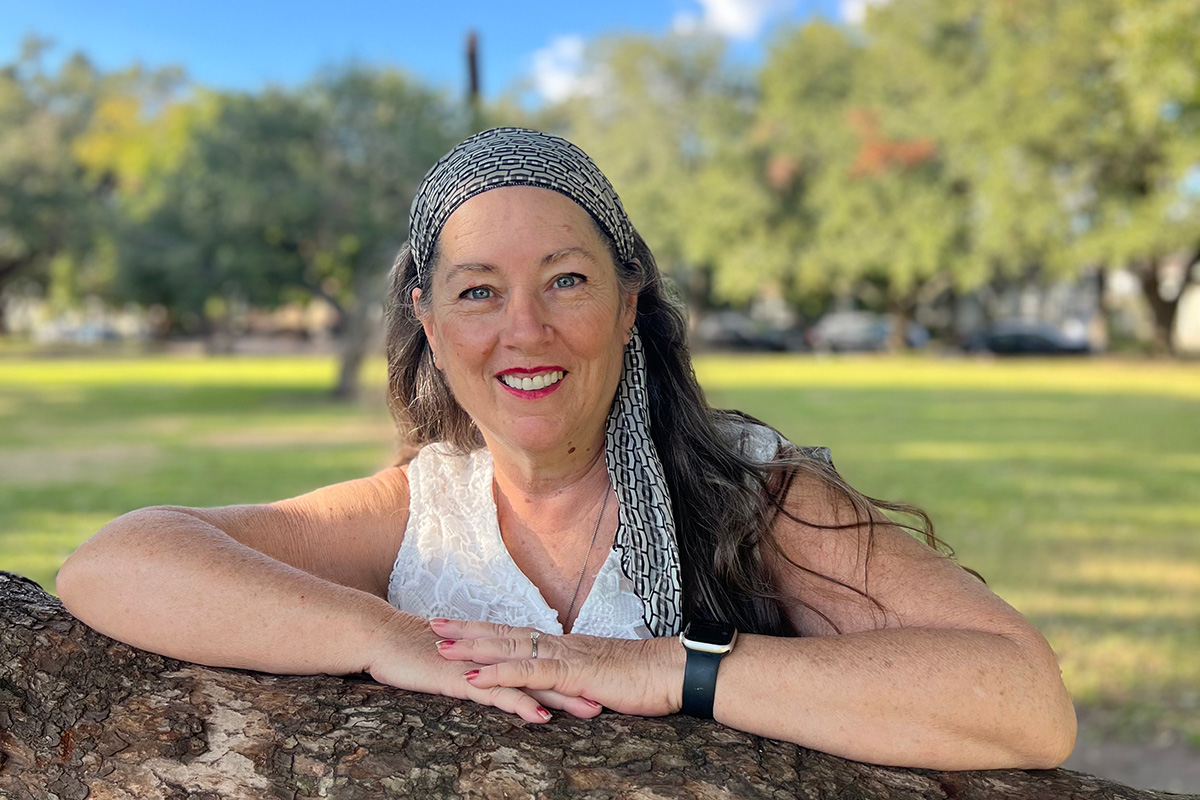 A photo of Cheryl Russell taken at Menial park for the Voyage Houston Interview